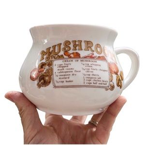 Vintage Mushroom Soup Recipe Bowl with Handle